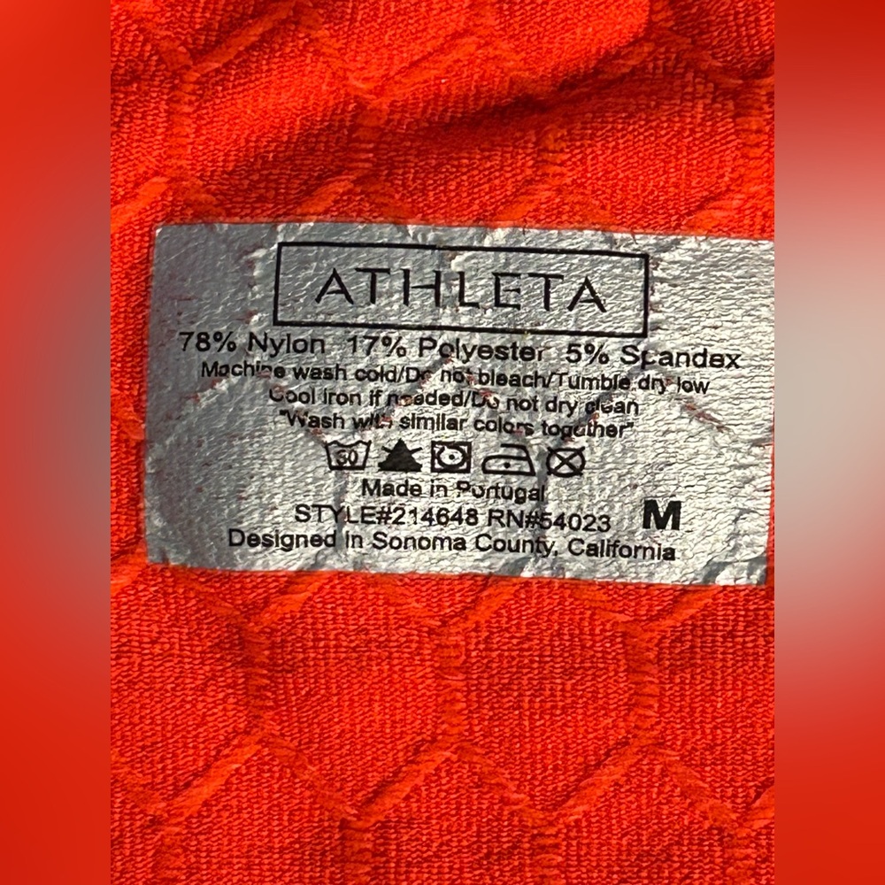Athleta Women's Sleeveless Textured Yoga Stretchy Top Orange Women’s Size M - Picture 13 of 14